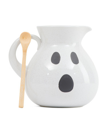 8in Ghost Face Pitcher With Bamboo Spoon | TJ Maxx