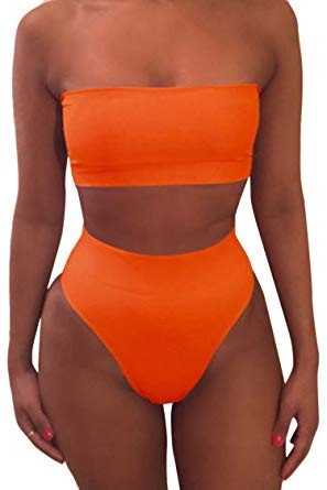 Pink Queen Women's Removable Strap Wrap Pad Cheeky High Waist Bikini Set Swimsuit | Amazon (US)