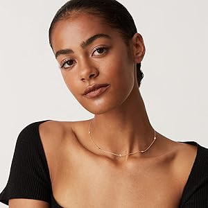 PAVOI 14K Gold Plated Station Necklace - Simulated Diamond Layering Necklaces - Womens CZ Chain | Amazon (US)