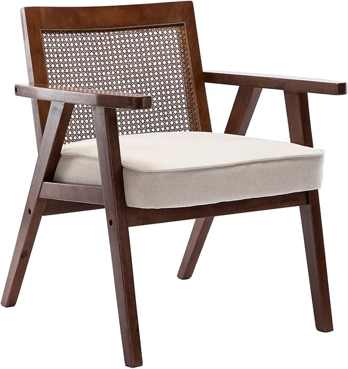 Chairus Living Room Accent Chair, Chenille Upholstered Lounge Armchair with Breathable Rattan Bac... | Amazon (US)