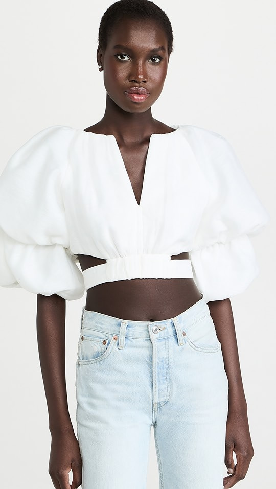 Puff Sleeve Cut Out Top | Shopbop