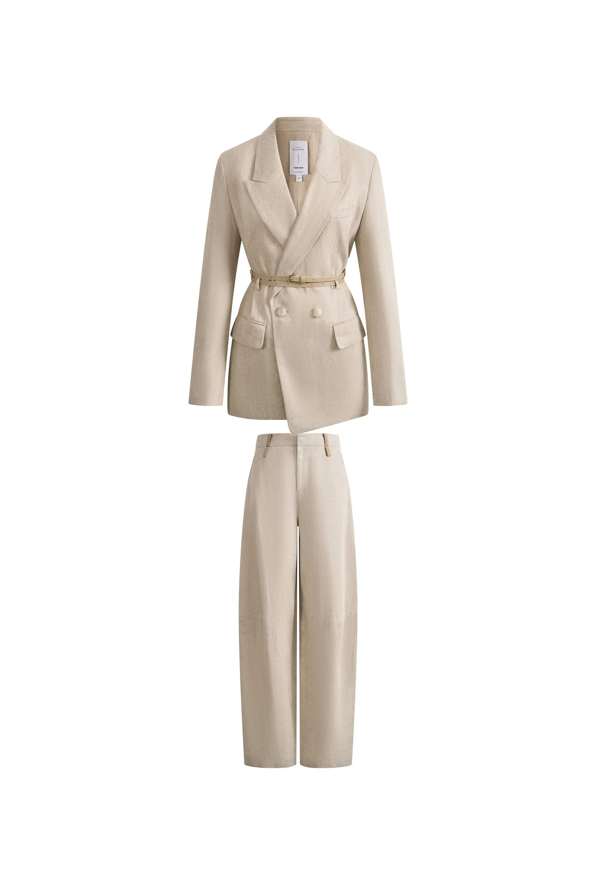 Charlie Deconstructed Asymmetric Double-Belt Blazer and Pants in Cotto | Fabrique