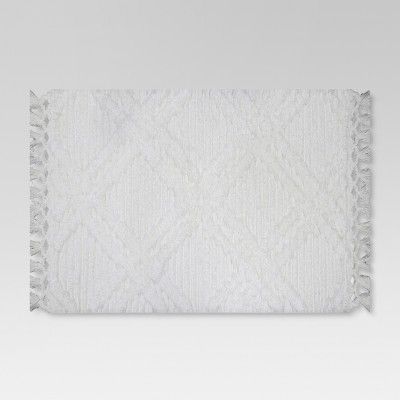 Diamond Embossed Tasseled woven Bath Rug White - Threshold™ | Target