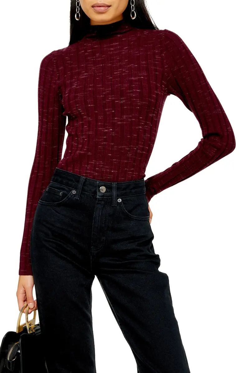 Marled Ribbed Funnel Neck Sweater | Nordstrom
