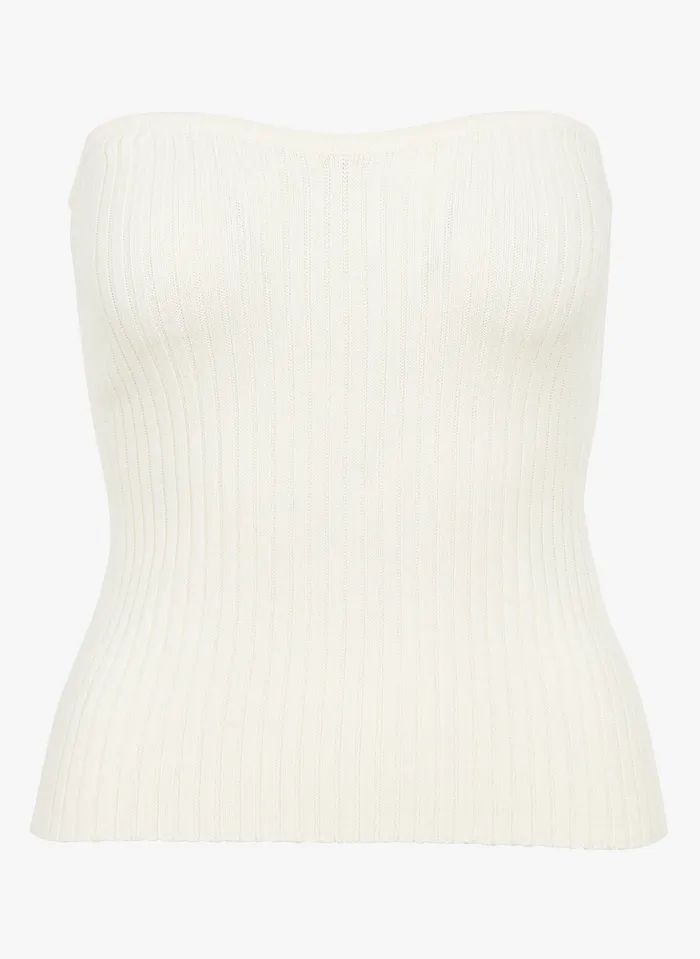 TOP BUSTIER EN MAILLE CÔTELÉE ECRU BA & SH - FEMME | Place des Tendances | Place des tendances (FR)