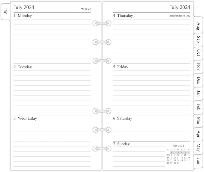 newestor 2024-2025 Planner Refill, Weekly & Monthly, July 2024 to June 2025, 3-3/4" x 6-3/4", Com... | Amazon (US)