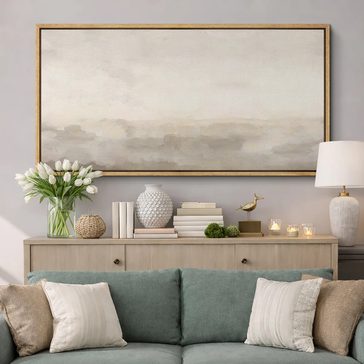 Minimal Landscape "Muted Abstract Calm & Serene Artwork, Neutral Simple Wall Pictures, Extra Larg... | Wayfair North America