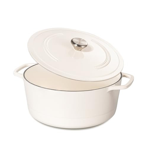 Chef Power Dutch Oven Pot with Lid 6QT, Enameled Cast Iron Dutch Oven for Bread Baking, Braising, Stews, Roasting, Oven Safe Dutch Ovens, Cream White | Amazon (US)