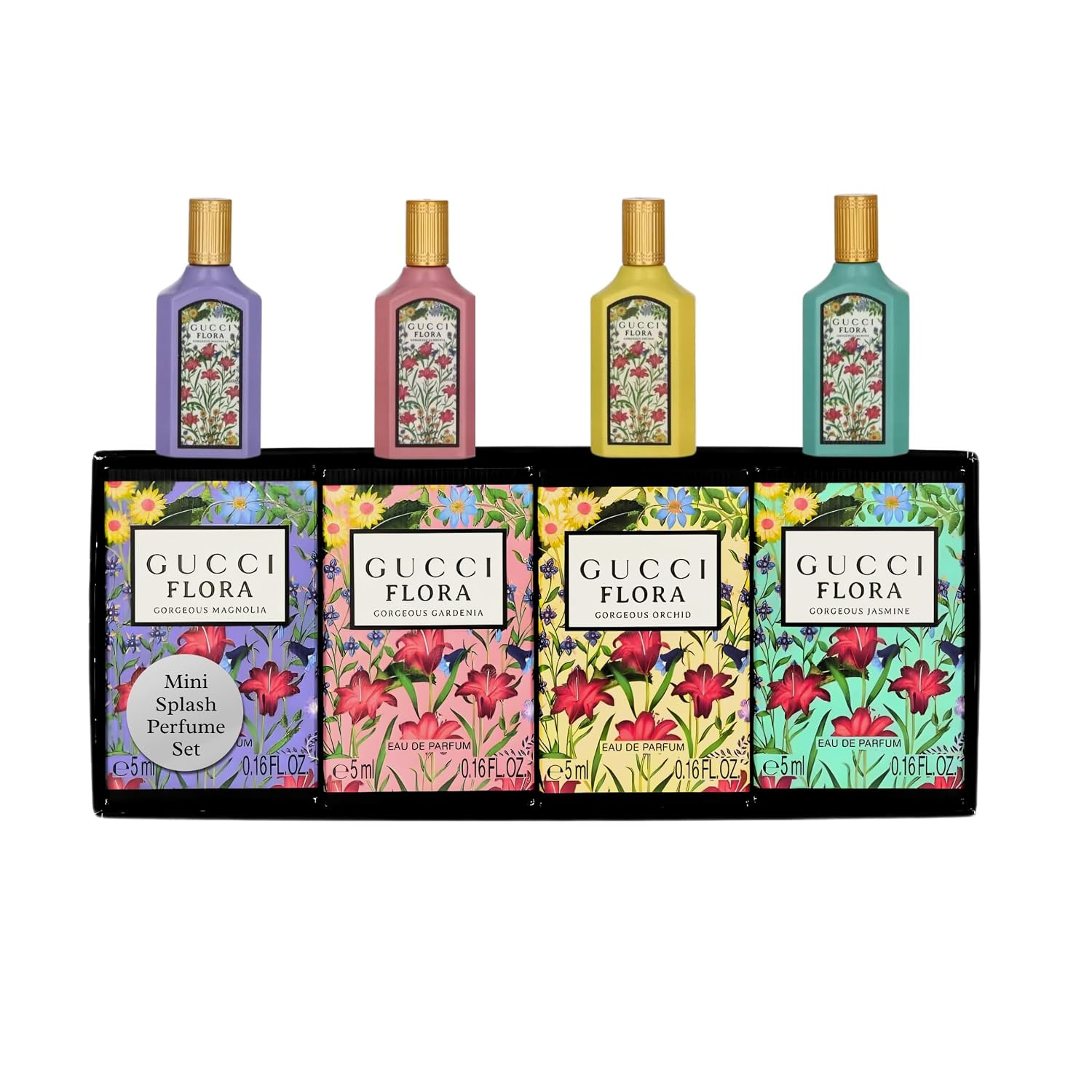 Gucci Perfume for Women Variety 4-Piece Mini Splash Travel Gift Set | Gorgeous Magnolia + Gorgeous Gardenia + Gorgeous Orchid + Gorgeous Jasmine | Amazon (US)