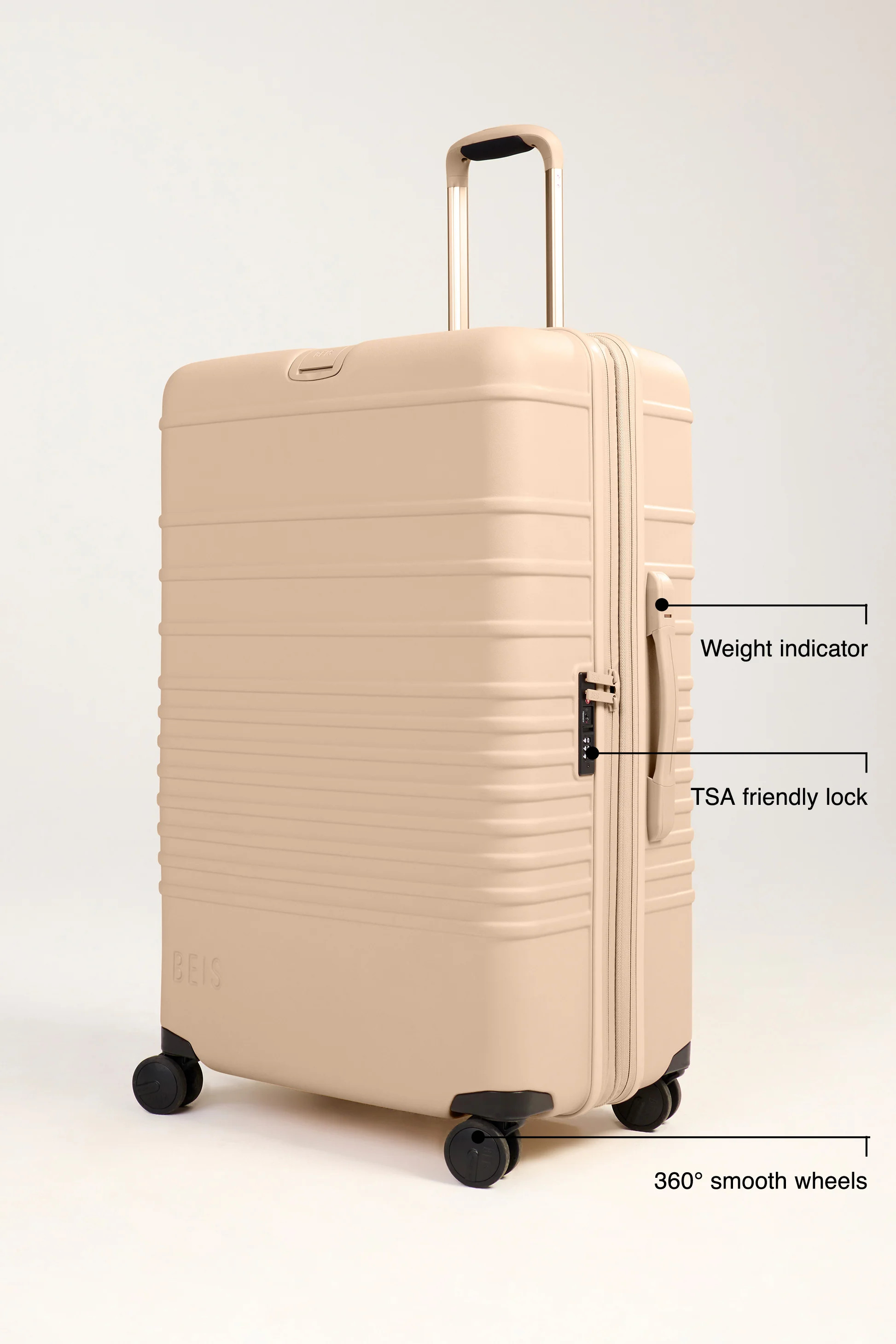 BÉIS 'The Large Check-In Roller' in Maple - Brown 29 inch Checked Suitcase & Check in Luggage | BEIS