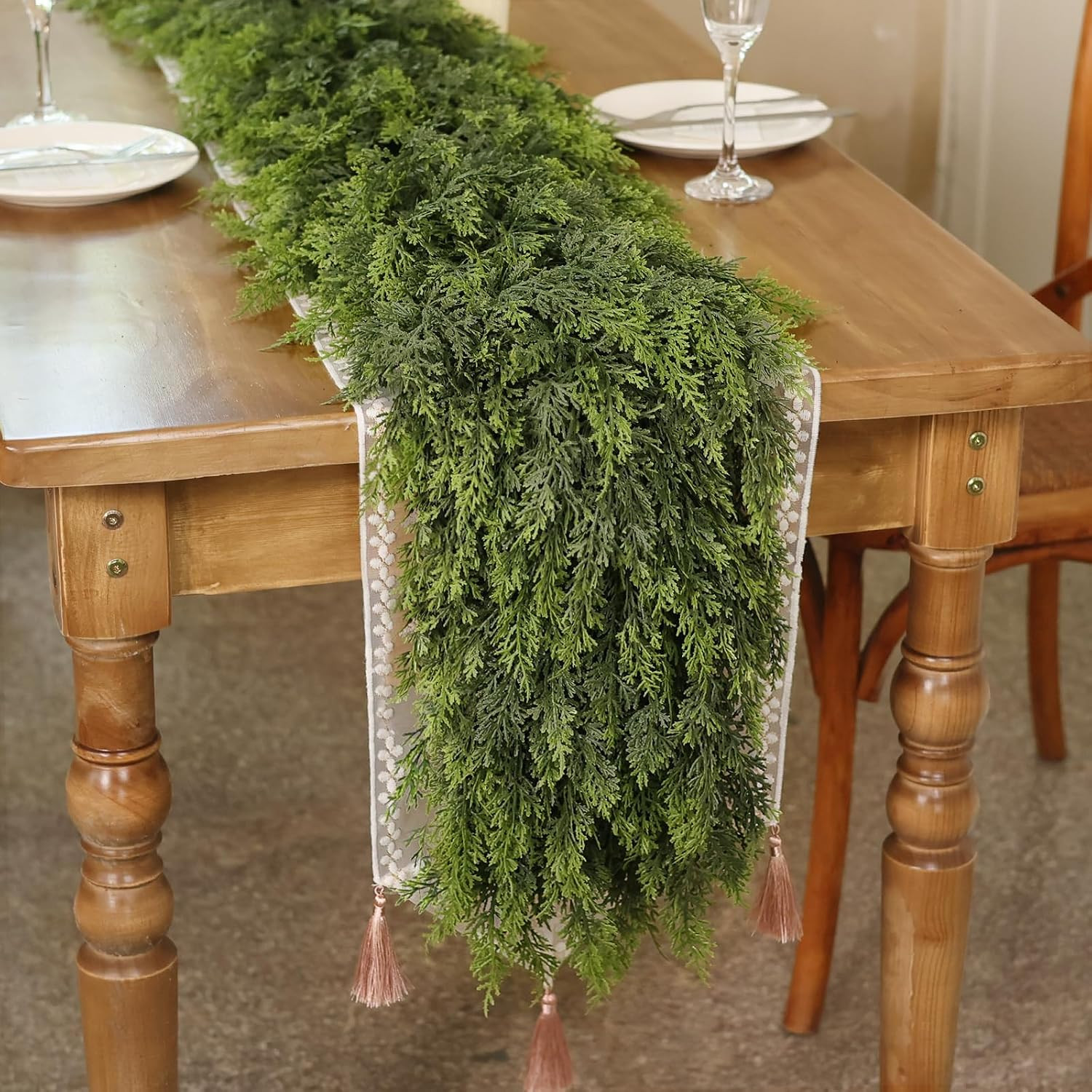 2PCS 9FT Lifelike Touch Artificial Cedar Garland for Mantle Christmas Decor | Amazon (US)