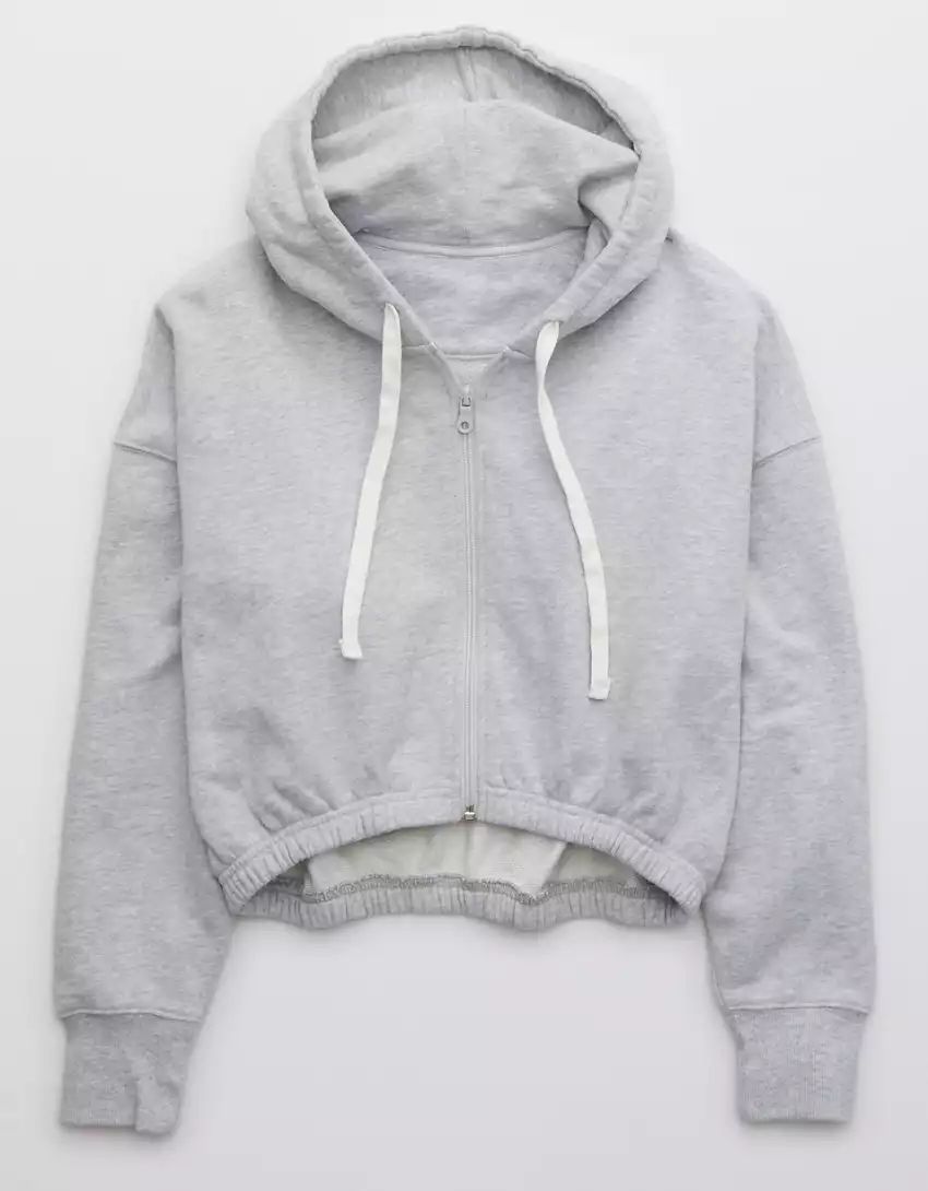 OFFLINE By Aerie Throwback Cropped Full Zip Hoodie | American Eagle Outfitters (US & CA)