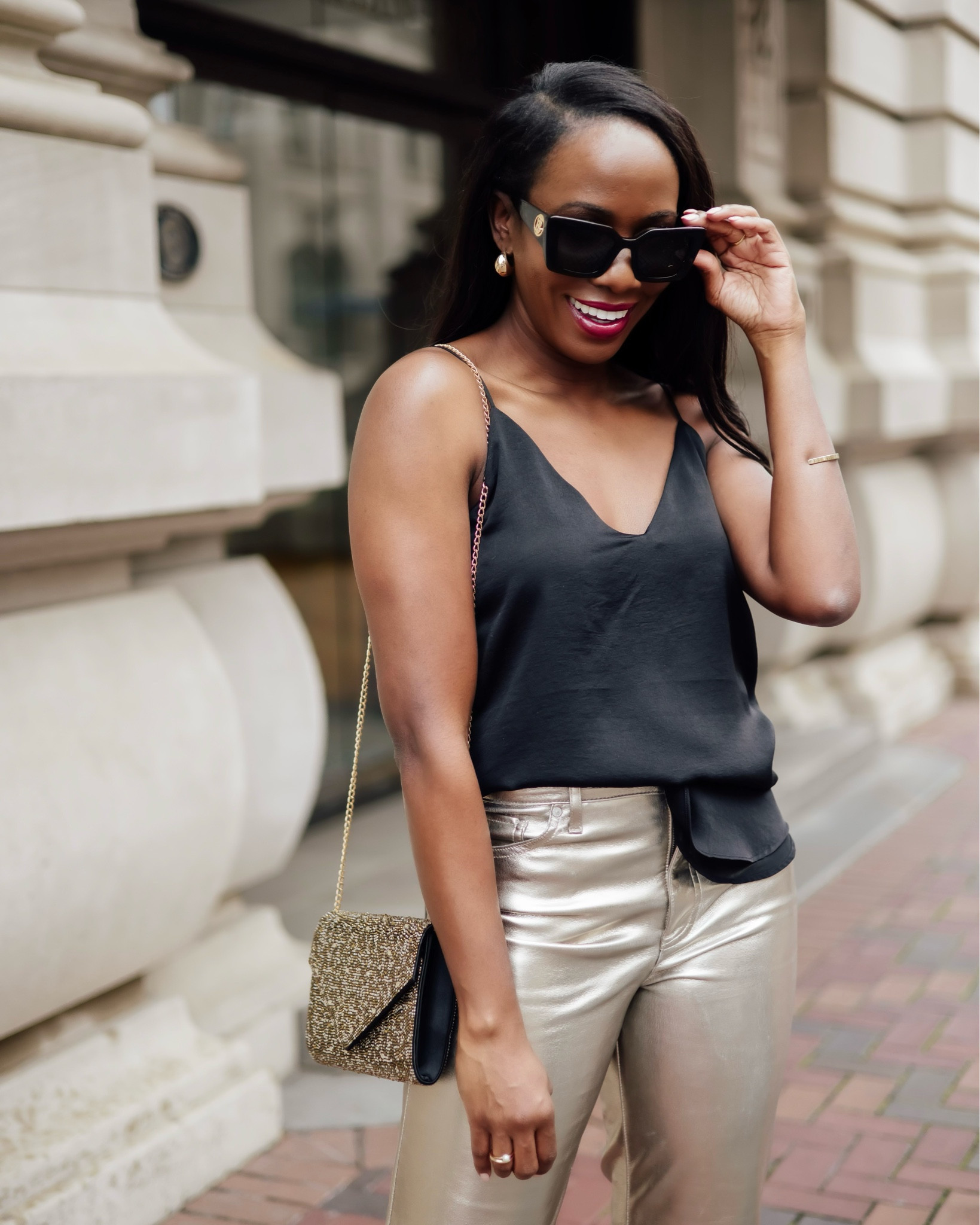 The spring sales are happening now! I am wearing a size small tank top and 4 in metallic pants. They are both on sale. #sales 

#LTKstyletip #LTKSeasonal #LTKSpringSale