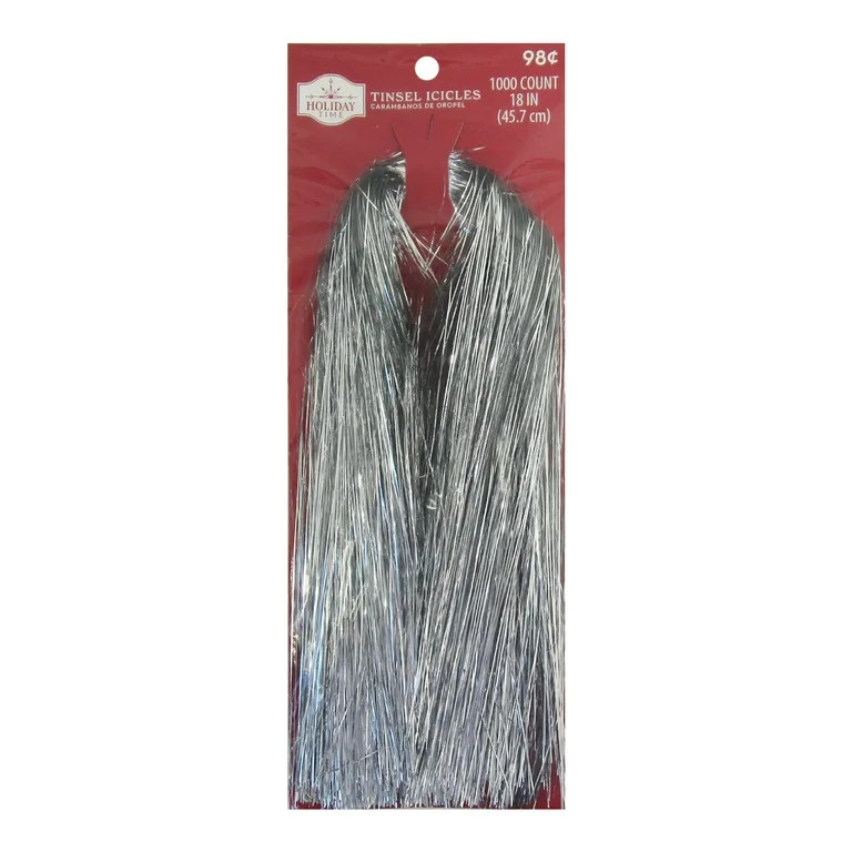 Silver Tinsel Icicles, 1000 Count, by Holiday Time | Walmart (US)