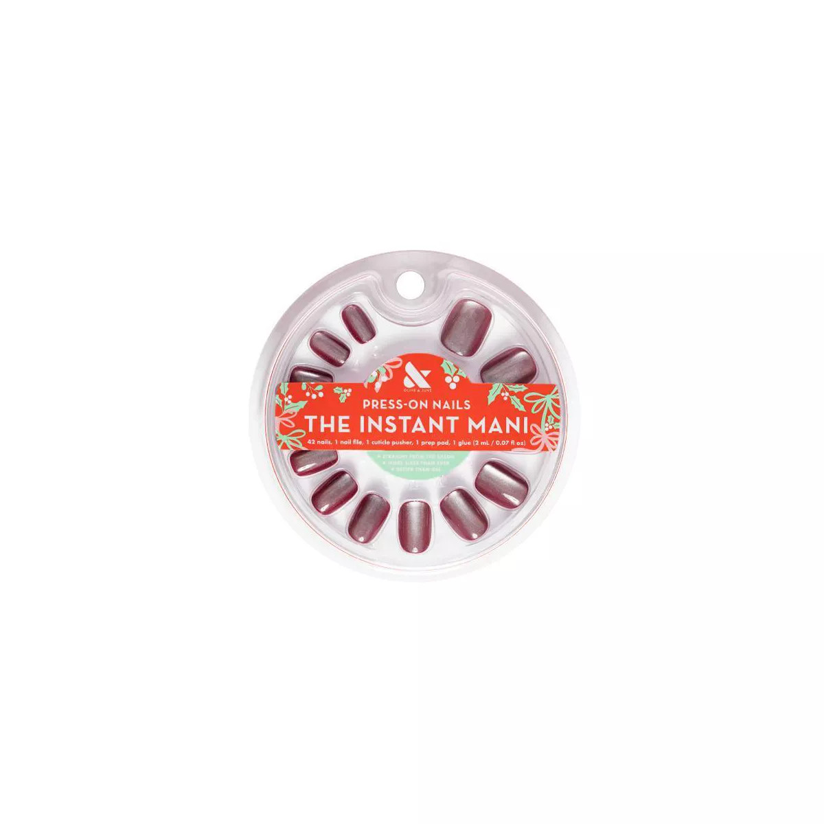 Olive & June Press-On - XS Squoval - Velvet Berry - 42ct | Target