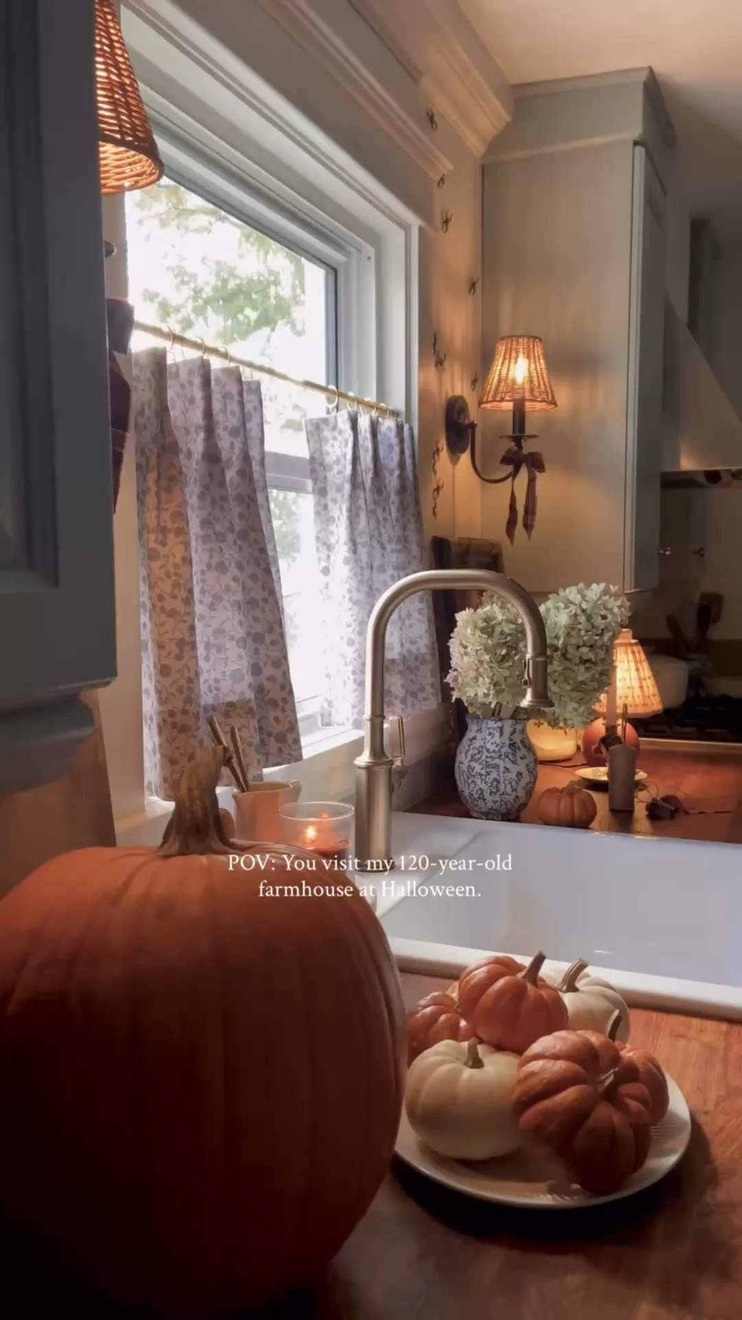 How we do Halloween in our old house: Whimsical, nature-inspired, and just a tiny bit spooky. Always with a focus on the vintage-style details that feel just right in a historical home.🎃🍂

22% off Two Pages curtains with CREEKLINEHOUSE.
