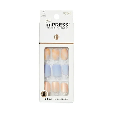 KISS imPRESS Press on Nails Giggle giggle Blue 30 Count | Walmart (US)