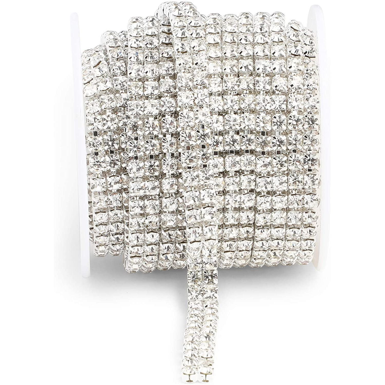 5 Yards 4mm Silver Crystal Rhinestone Close Chain Trim for Jewelry Making Sewing Crafts - Walmart... | Walmart (US)