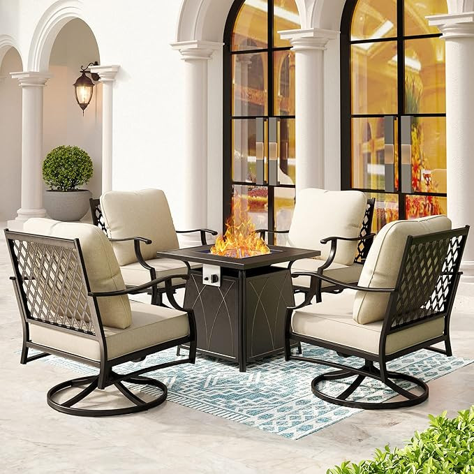 SUNSHINE VALLEY Patio Furniture Set Outdoor Conversation Set Metal Sofa Set with Thick Upgrade Cu... | Amazon (US)