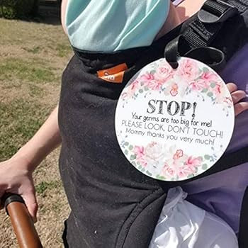 THREE LITTLE TOTS – Flower Stop No Touching Baby Car Seat Sign or Stroller Tag - CPSIA Safety T... | Amazon (US)