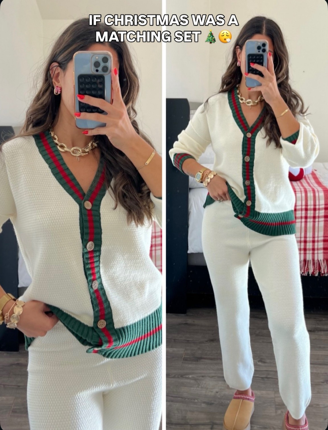 This lounge set is screaming holidays! How cute! Loving the waffle knit material. So comfy and cozy and perfect to mix and match 

#LTKFindsUnder50 #LTKootd #LTKHoliday