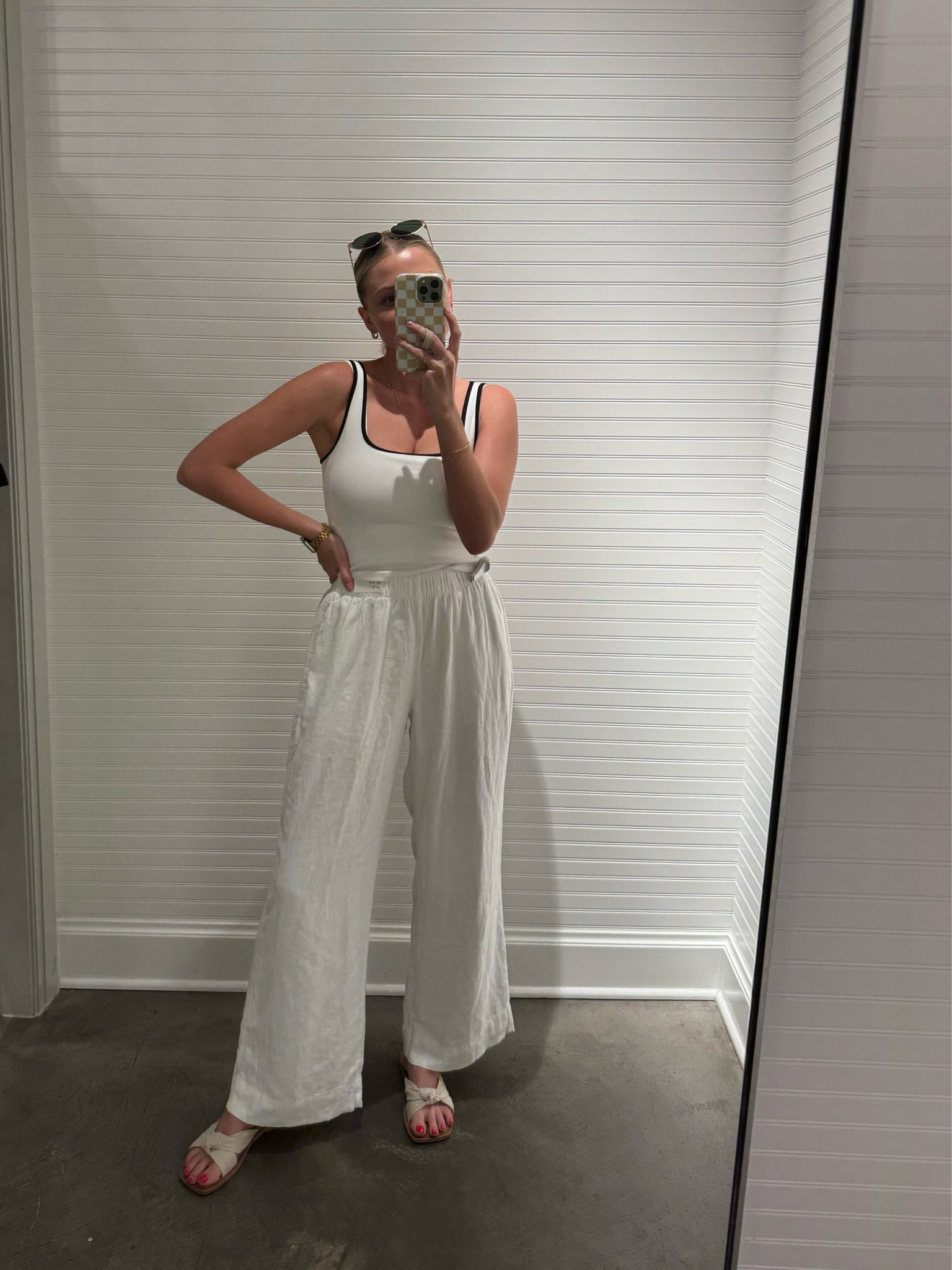 Lightweight summer outfit - wearing a XS in tank and S in linen pants! Pants have a second shorts length lining under. Tanks runs large! Size down!

#LTKStyleTip #LTKSeasonal