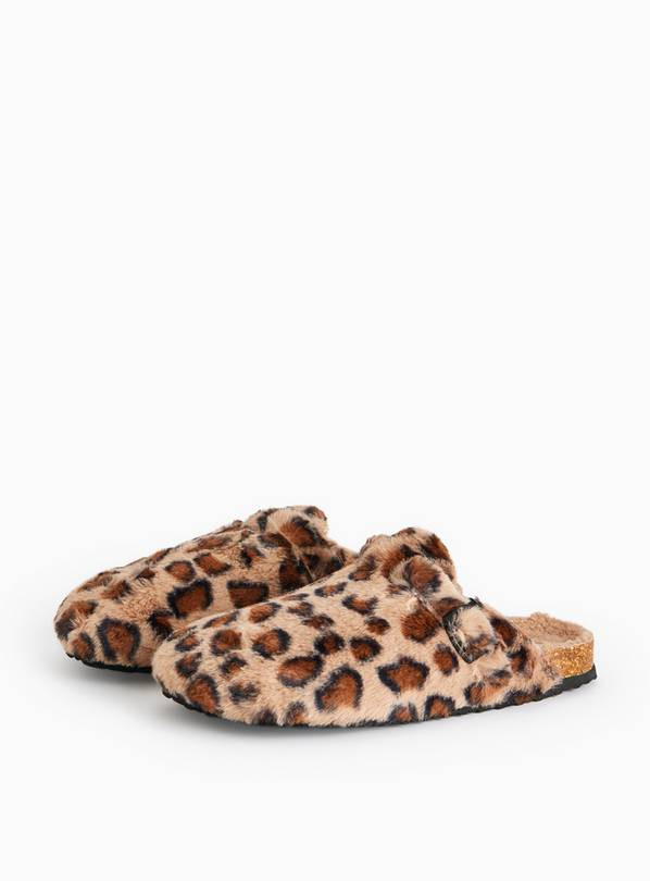 Animal Print Faux Fur Mule Slippers L | Tu Clothing