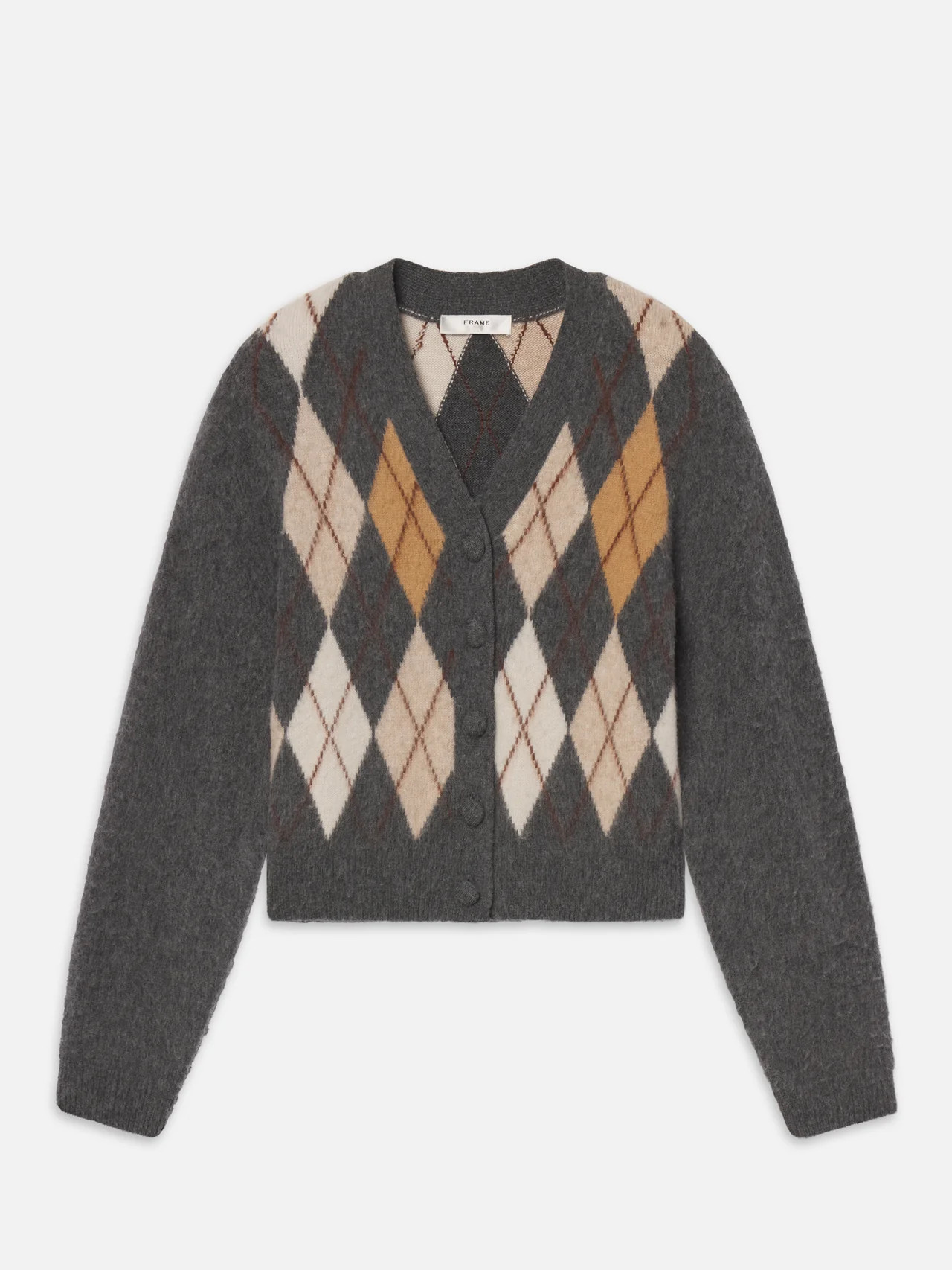 THE BRUSHED ARGYLE CARDI GREY MULTI | Frame Denim