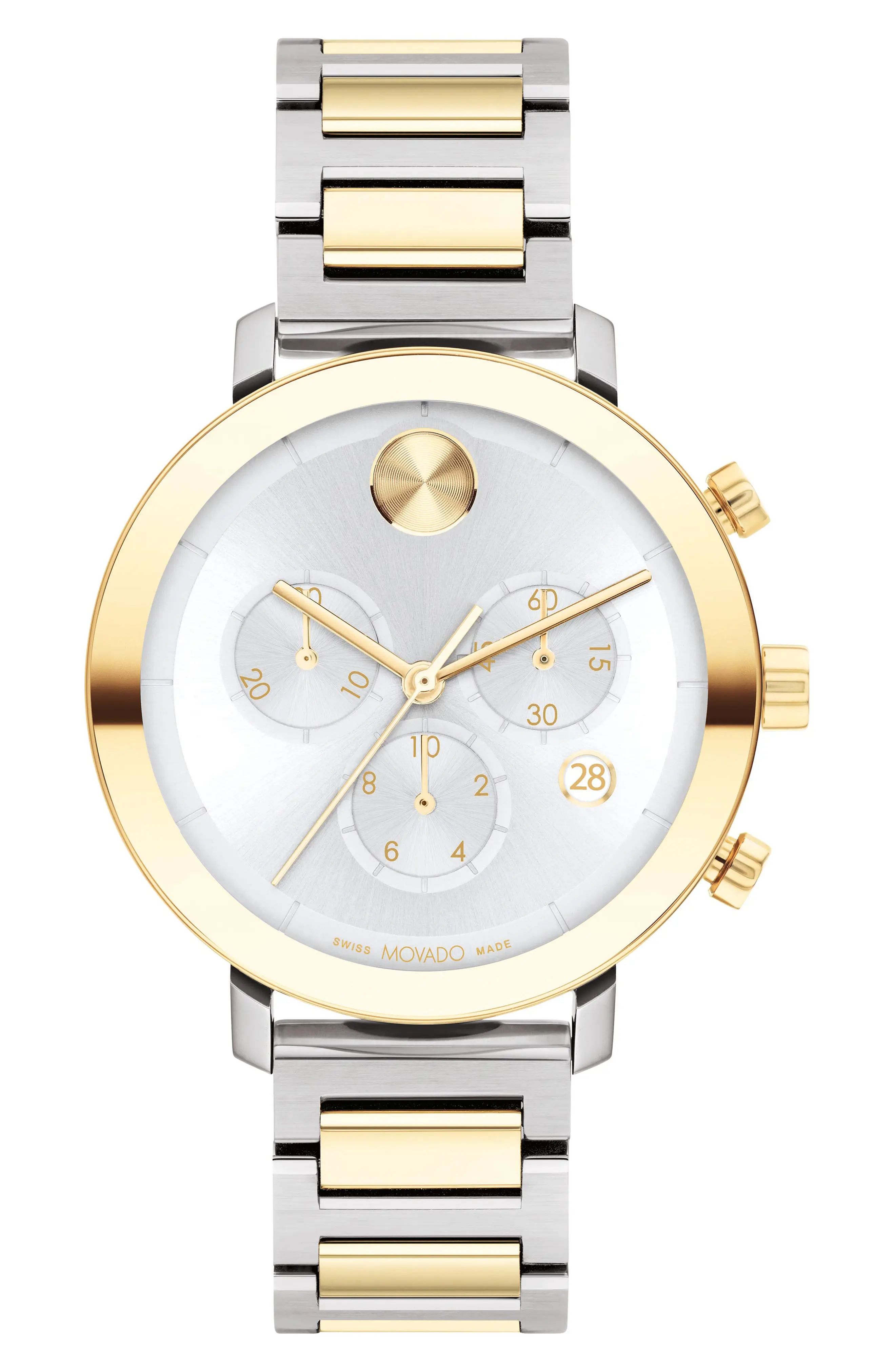 Movado Bold Evolution Chronograph Bracelet Watch, 38mm in Two Tone at Nordstrom | Nordstrom