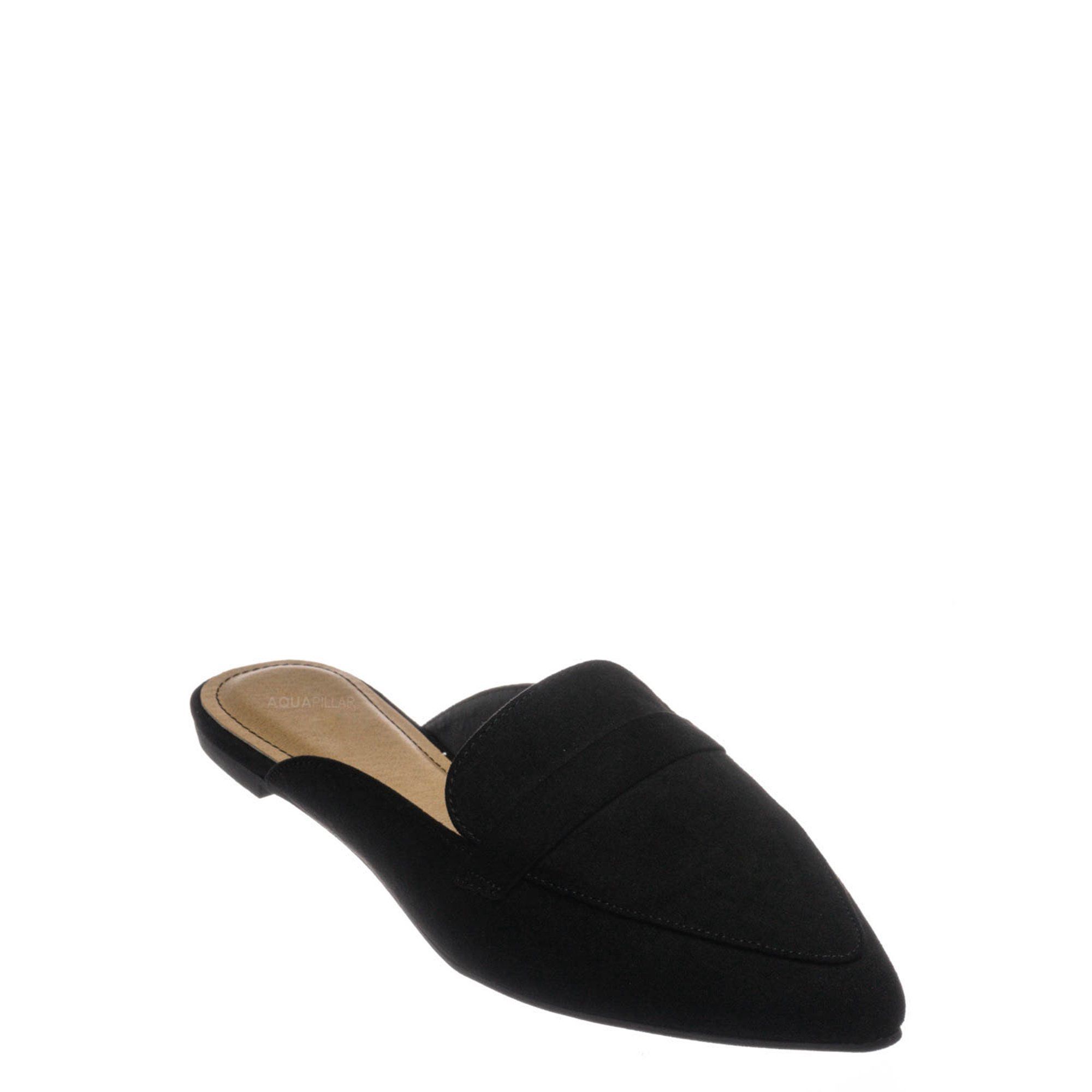 Diary55 by Bamboo, Pointed Toe Flat Mule - Women Slide In Backless Loafer w Parallel Band | Walmart (US)
