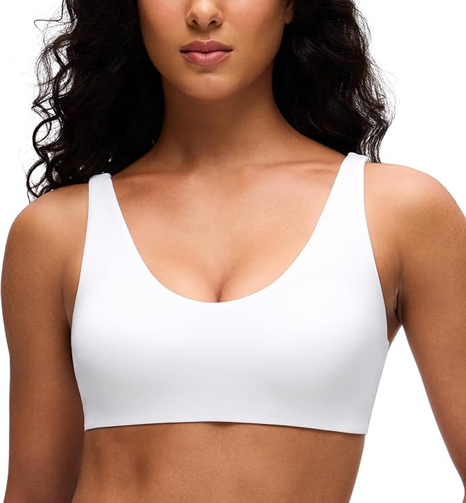 CRZ YOGA Butterluxe Soft Double Lined Sports Bras for Women - Scoop Neck Adjustable Straps Yoga C... | Amazon (US)