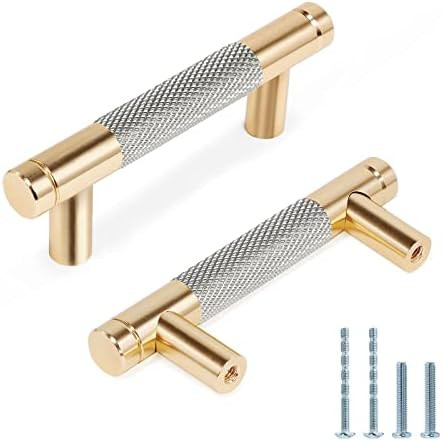 Knurled Cabinet Pulls 2 Pack, 3.5 Inch Long Cabinet Handles Metal Door Pulls, Kitchen Drawer Pull... | Amazon (US)