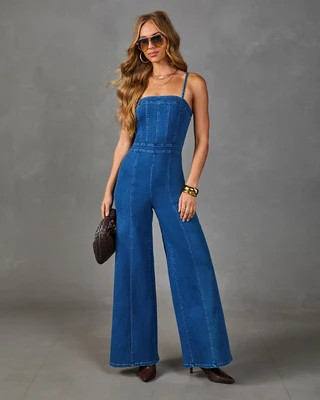 Trendsetter Denim Jumpsuit Acid Pink / M | VICI