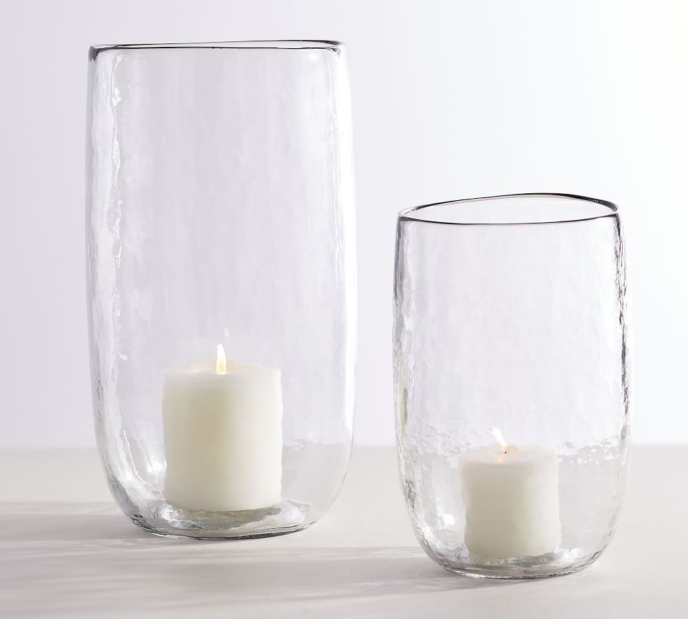 Hammered Glass Hurricanes - Clear | Pottery Barn | Pottery Barn (US)