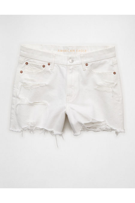 AE 3" Strigid Curvy Super High-Waisted Relaxed Denim Short Women's White 14 | American Eagle Outfitters (US & CA)
