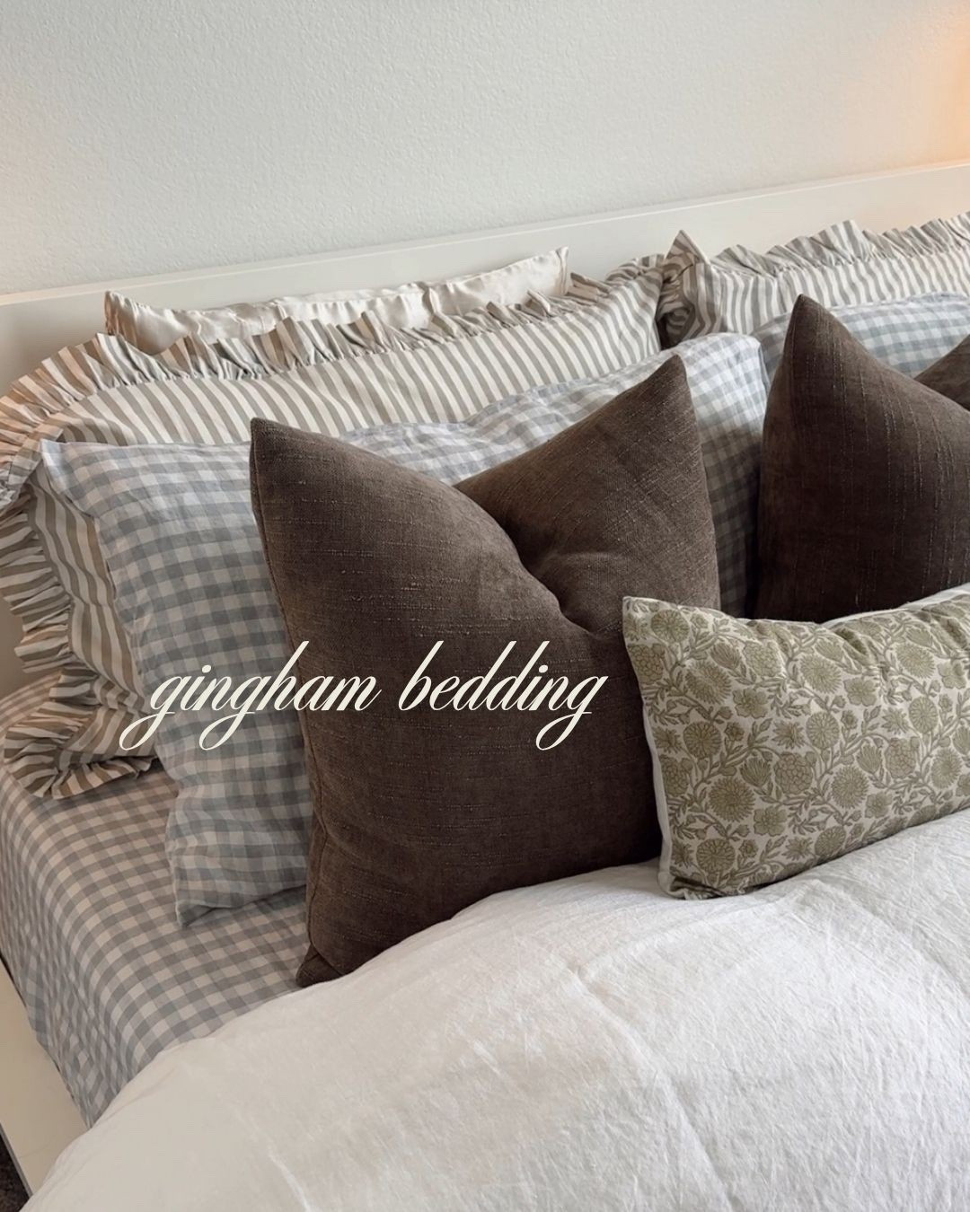 Gingham bedding, floral throw pillow, green bedding, blue bedding, primary bedroom, bedding refresh


#LTKFindsUnder50 #LTKHome #LTKStyleTip