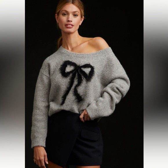 NWT Anthropologie Maeve Bow Sweater Size Small Petite | Poshmark