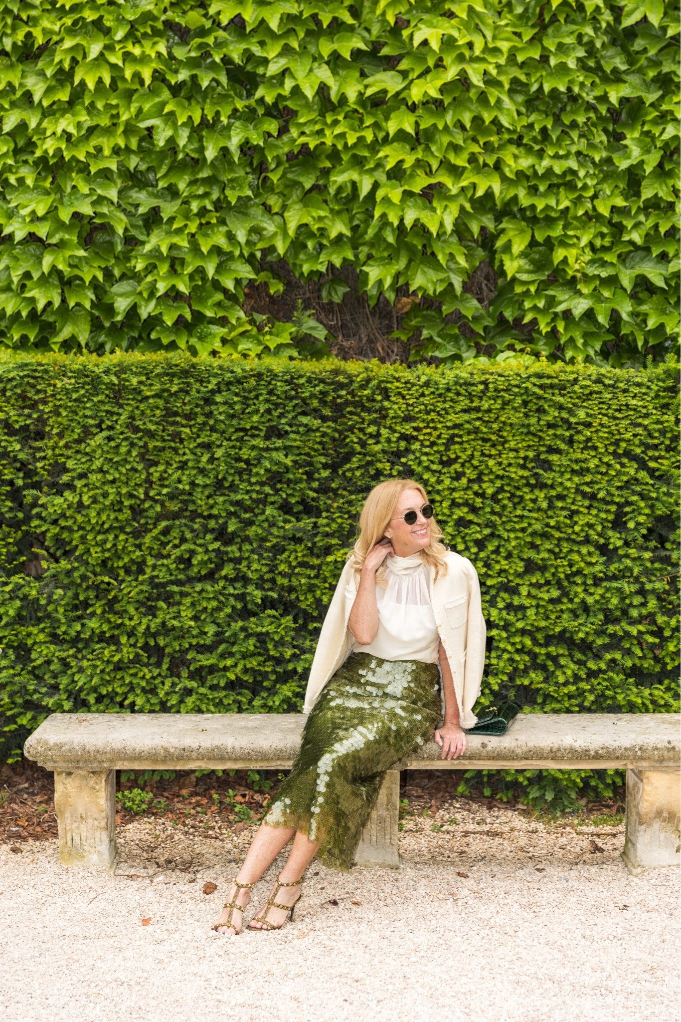 Make the green with envy . . . and even I am envious as this skirt is now on sale . . . 
|
#arebelinprada #sequins #sequinskirt # #greenskirt #travelinstyle

#LTKootd #LTKTravel