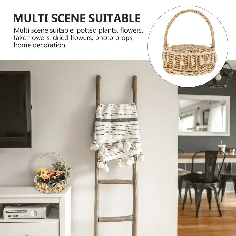 Eease Wicker Flower Basket with Handle for Home & Garden Decor - Large | Walmart (US)