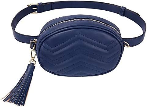 TJEtrade Fanny Packs for Women Fashion Waist Bag Leather Belt Bum Bag Waterproof (Sapphire blue) | Amazon (US)