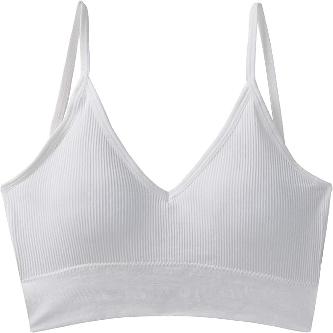 Anmose Sports Bras Tank top Low Back Sleep Bra Seamless Without Steel Ring V Neck Cami Everyday B... | Amazon (US)