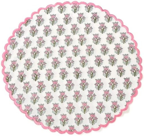 Ridhi Indian Floral Hand Block Printed 100% Pure Cotton Cloth Reversible Mats, Reusable Mats, 15 ... | Amazon (US)