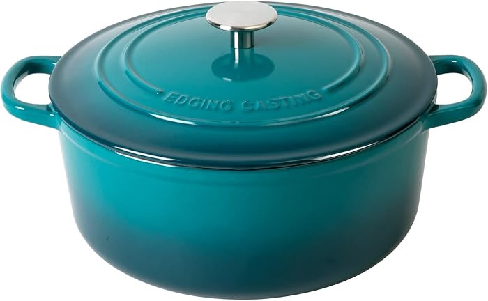 EDGING CASTING Enameled Cast Iron Dutch Oven Pot with Lid for Bread Baking, Cooking, Round Bread ... | Amazon (US)