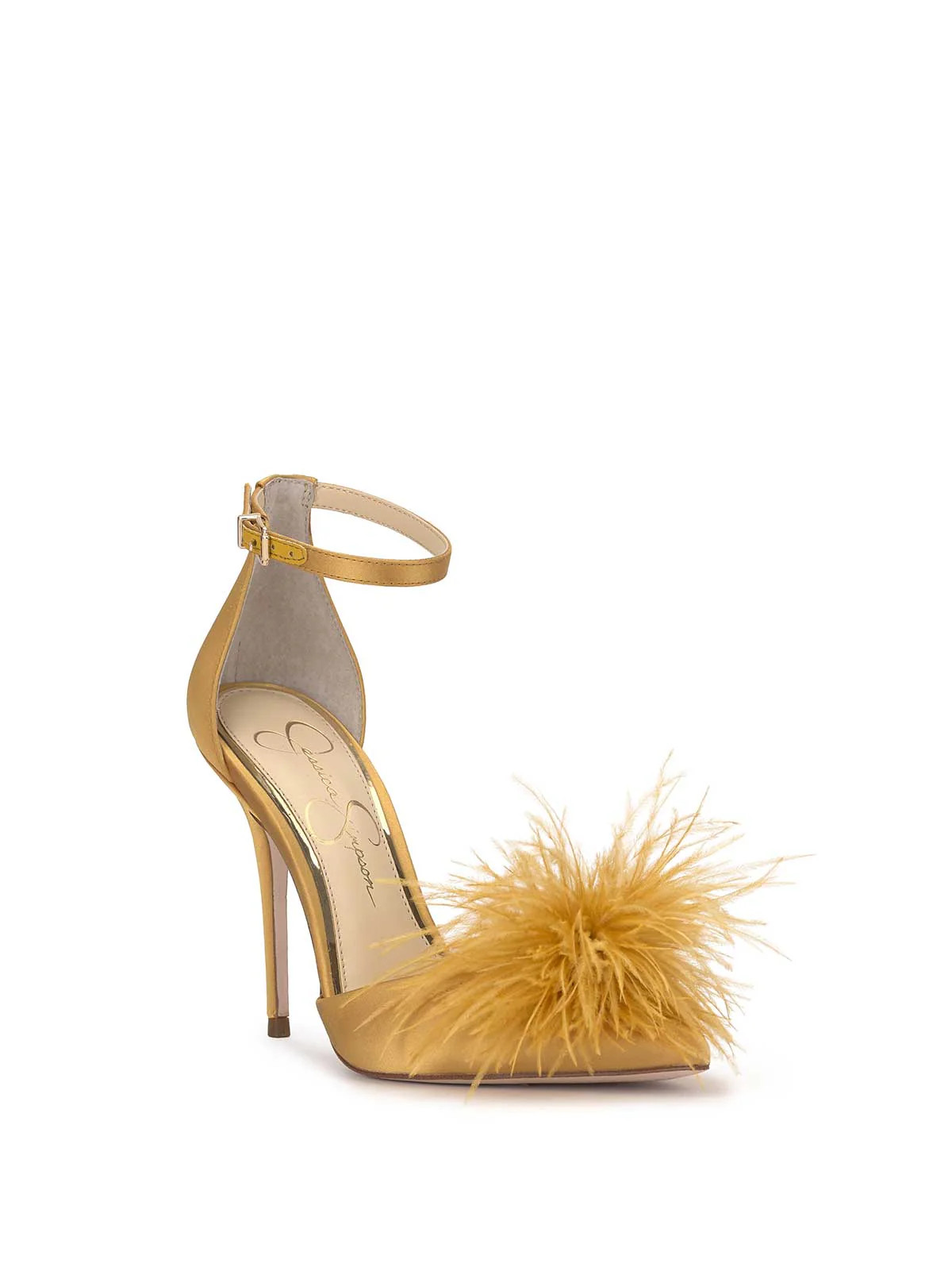 Wolistie High Heel in Satin Brass | Jessica Simpson E Commerce