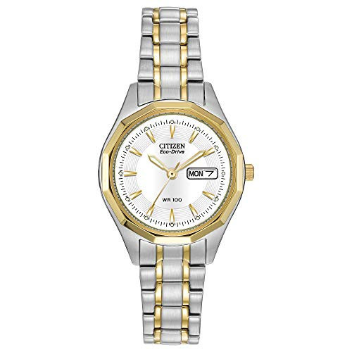 Citizen Women's Eco-Drive Dress Classic Watch in Two-Tone Stainless Steel, White Dial (Model: EW3144-51A) | Amazon (US)