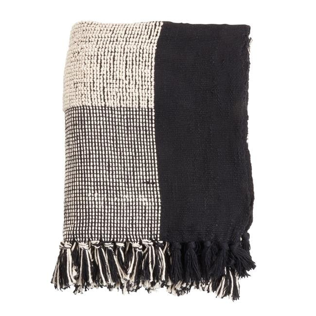 Saro Lifestyle TH361.BW5060B 50 x 60 in. Striped Cotton Throw, Black & White | Walmart (US)