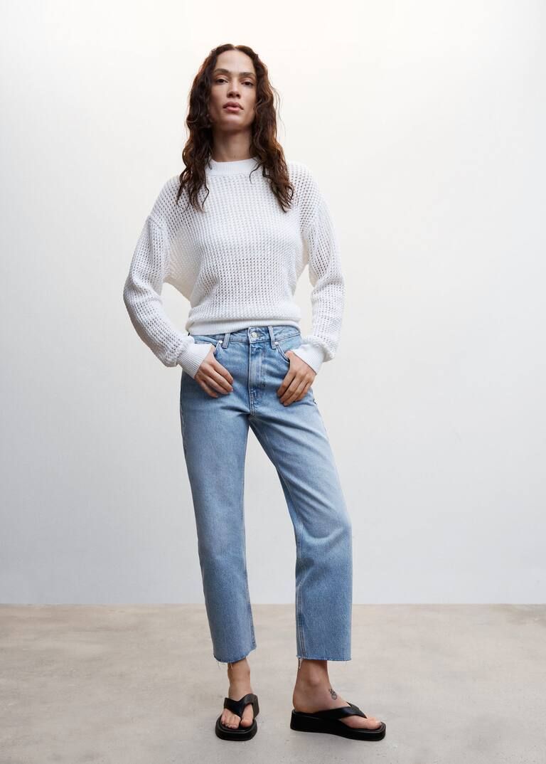 Straight jeans with frayed hem | MANGO (US)