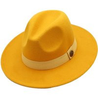 Yellow Fedora Hat, Vegan Felt Stiff Brim Men Winter Women Wide Flat Brim, Bridesmaid Groomsman Hat | Etsy (US)