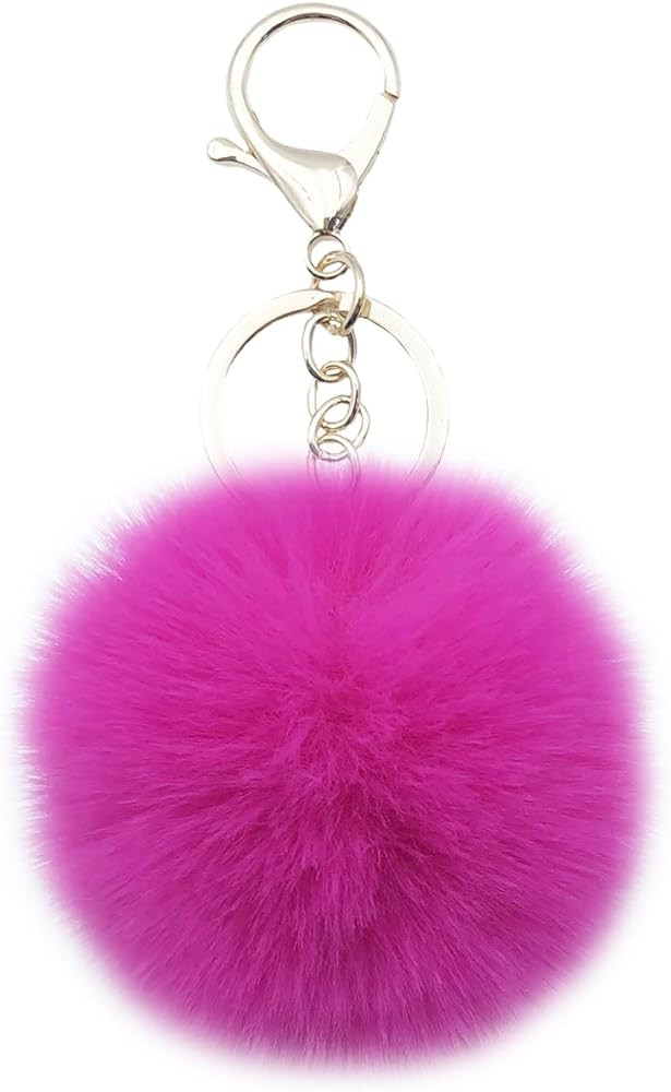 Unpafcxddyig Faux Rabbit Fur Ball Pom Pom Keychain for Car Key Ring Phone Handbag Charm Tote Pend... | Amazon (US)