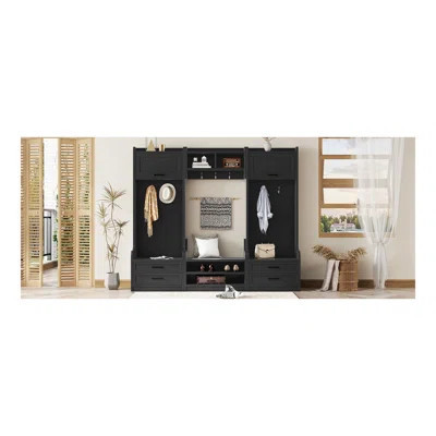 4-In-1 Detachable Hall Tree With Storage And 7 Hooks, Multiple Functions Hallway Coat Rack With Storage Drawers And Cabinet, Shoe Bench For Entryway H | Wayfair North America
